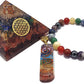 7 Chakra Orgone Pyramid with Flower of Life Symbol Stone Bracelet & Orgone Pendant Necklace Combo for Reiki Spiritual Healing Energy Generator Yoga Meditation